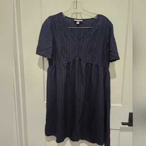 Navy Blue short sleeve loose dress